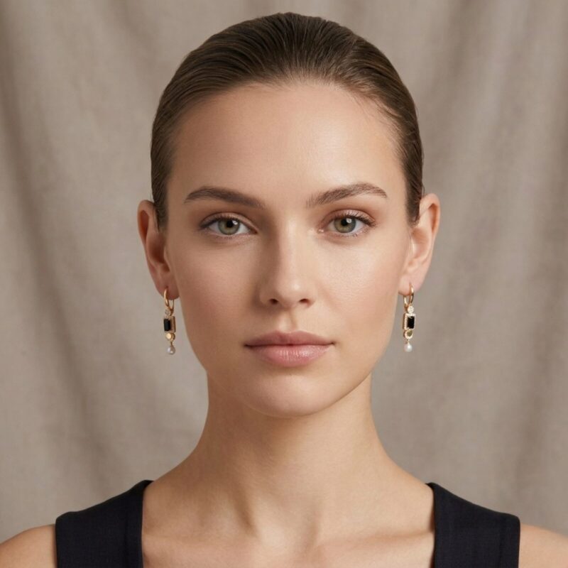 Noir Diamond Earrings with pearl