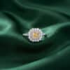 Elegant Yellow centre with Double halo Silver Ring