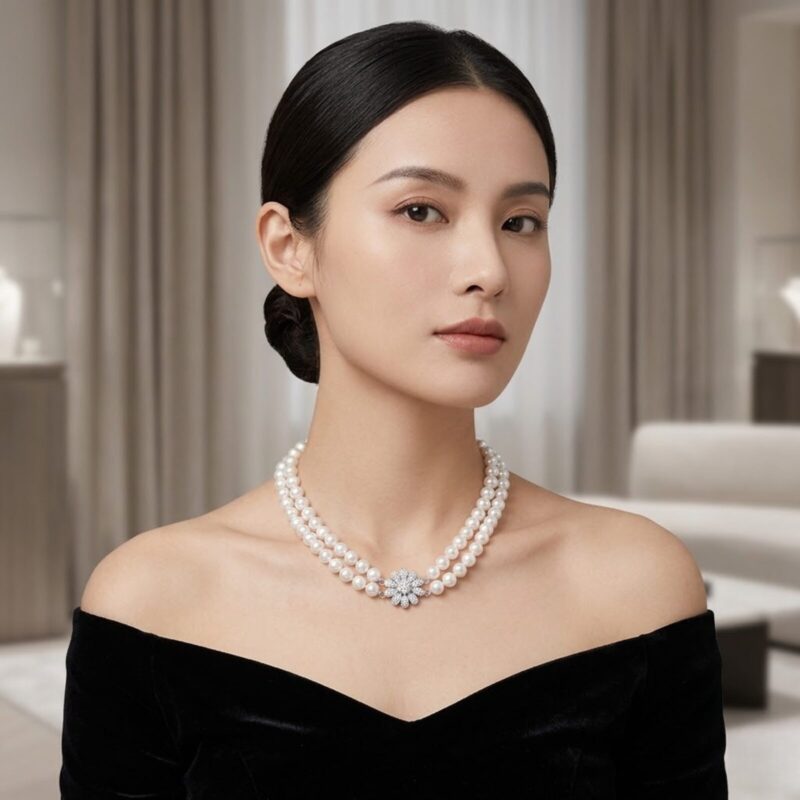 Emily Near Round Pearl Necklace/8-8.5mm