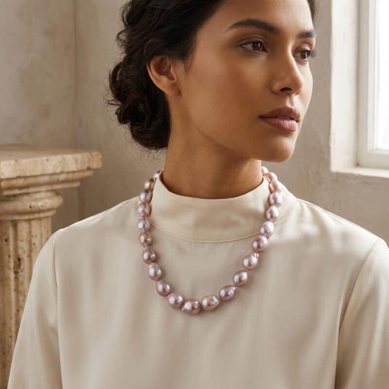 Lavender Baroque Edison Pearl Necklace