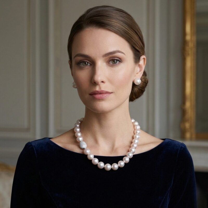 Cathy Near Round Pearl Necklace/ Princess 17-18 inches