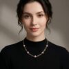 Paperclip Station Pearl Necklace - 16 inches- Lavender Edison