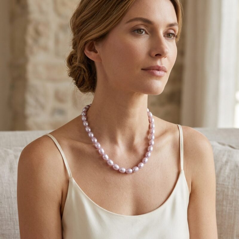 Diana Lavender Oval Pearl Necklace