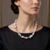 Baroque Pearl Necklace with Ring Pave Clasp