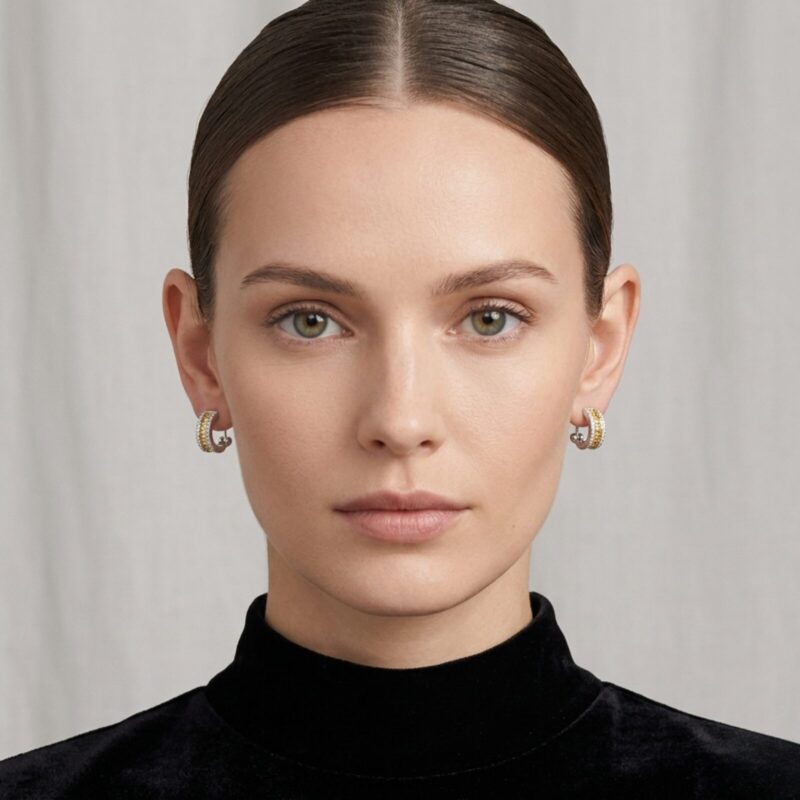 Elegant Yellow CZ Silver Huggie Earrings