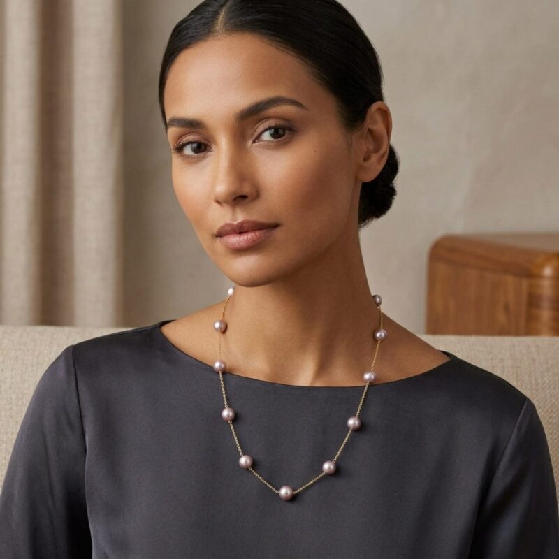 Lavender Station Pearl Necklace / 6 & 8mm pearls