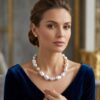 Baroque Pearl Necklace with Pave Ball Pave Clasp.