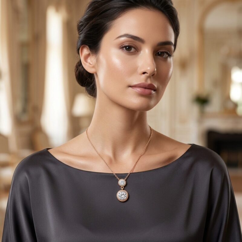 Nitya Round Diamond Double Solitaire Necklace