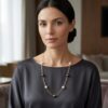 Paperclip Station Pearl Necklace - 26 inches long/ Tahitian Mixed