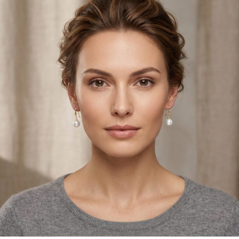 Oval Pearl Drop Earrings