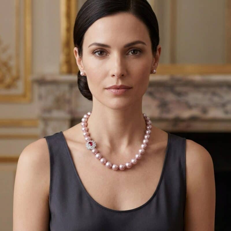 Anna Edison Pearl Necklace / Ruby / 9-13mm