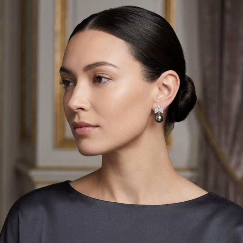 Kate Diamond and Pearl Earring / Tahitian / WYG
