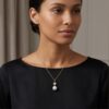 Diamond Flower and Pearl Pendant
