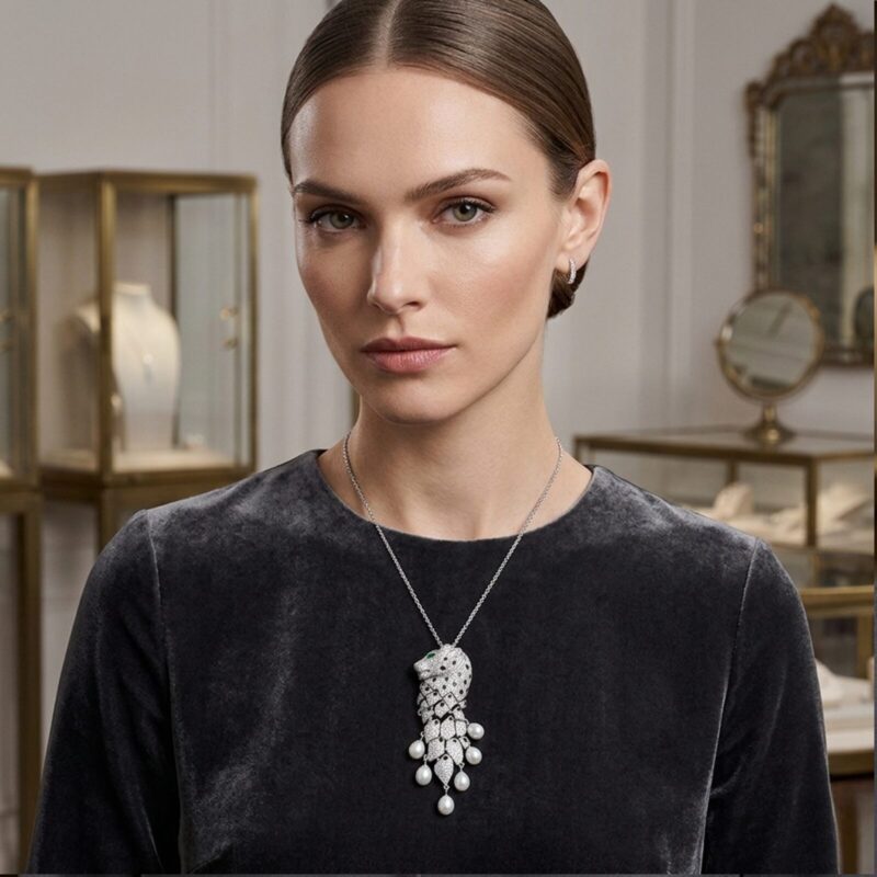 Leopard Pendant with Pearl