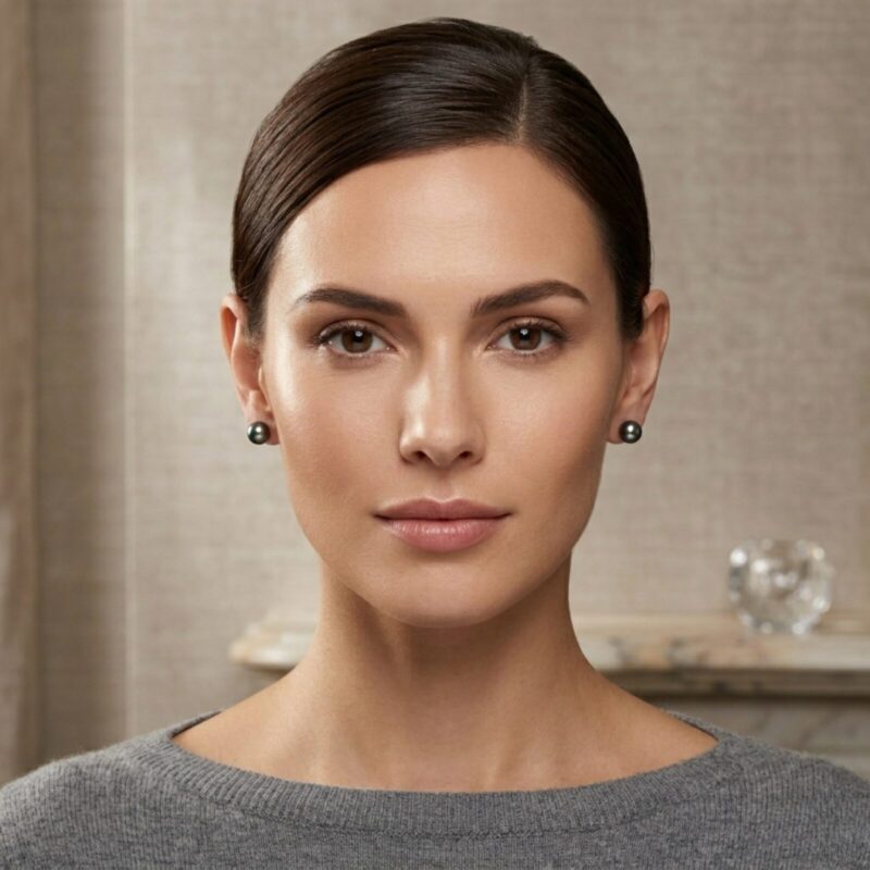 Edison Dark Pearl Ear Studs/ metallic overtone