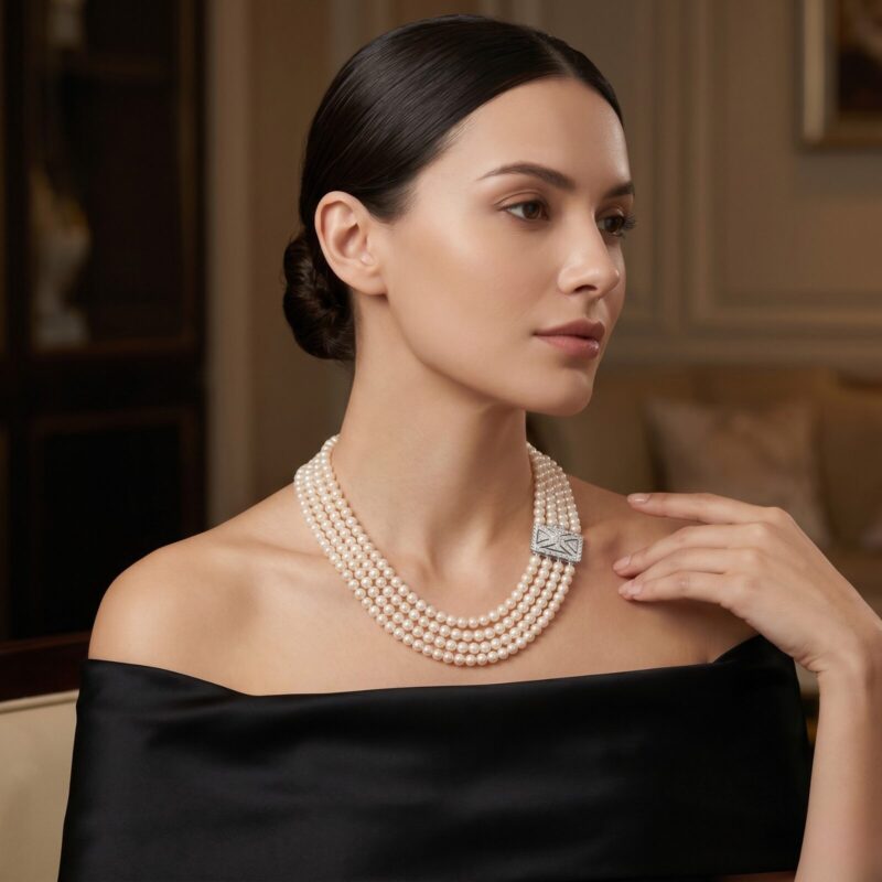 Elizabeth 4 Strands Round Pearl Necklace