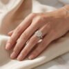 Elegant Yellow centre with Double halo Silver Ring