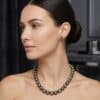 Tahitian Round Pearl Necklace & Studs Set 2 (Silver Clasp)