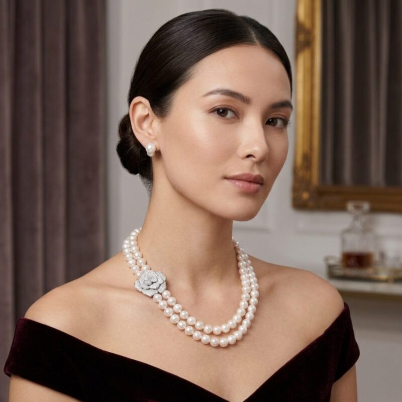 Blooming Orchid Edison Pearl Necklace/ Double Strand