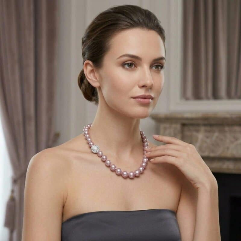 Anna Rose tone Pearl Necklace/ Moonstone
