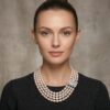 Elizabeth 4 Strands Pearl Necklace/  Oval  White