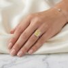 Elegant Yellow Emerald Cut Silver Ring