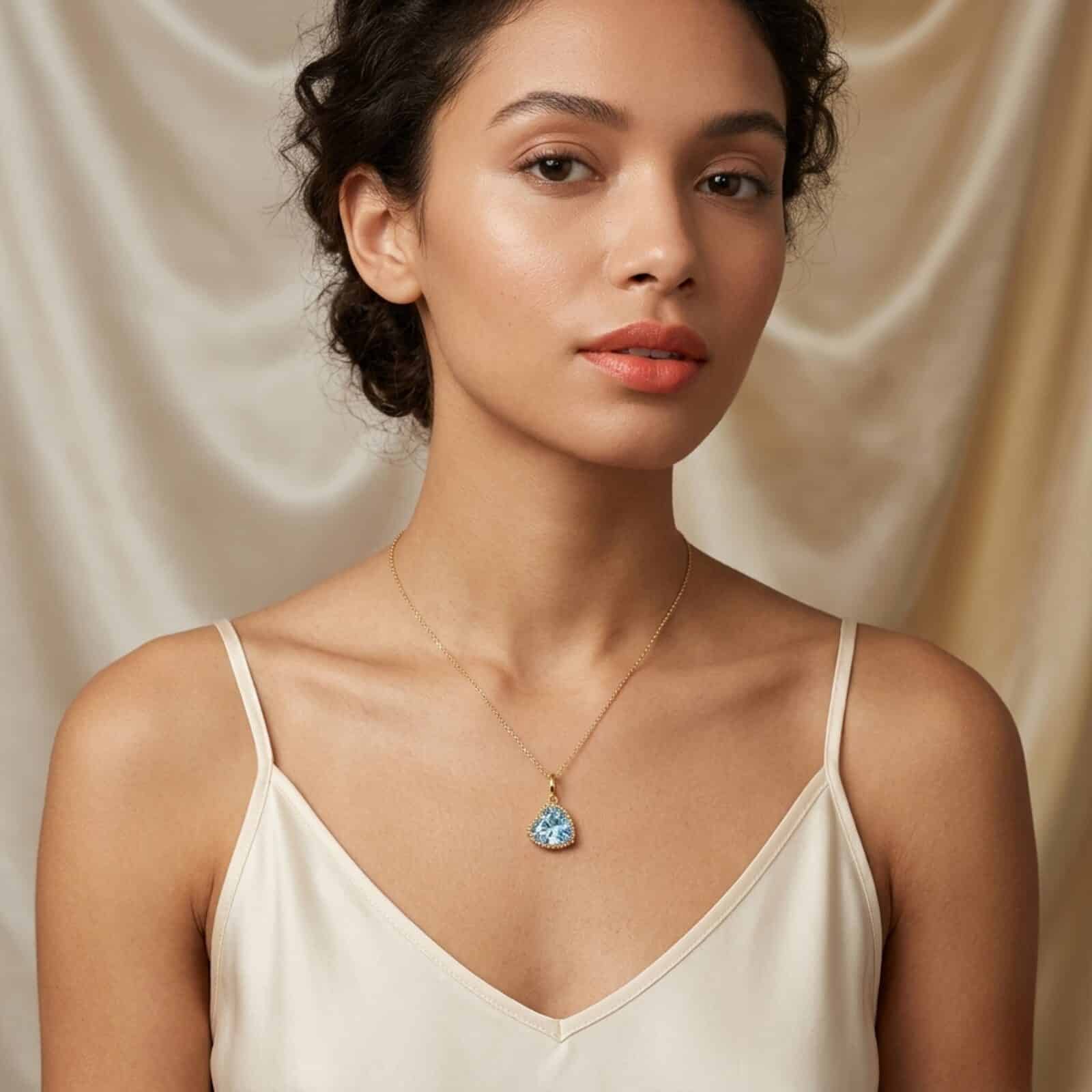 Heart Beat Charm / Pendant - Blue Topaz