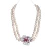 11-1.jpg Midnight Peony Pearl Necklace/ Round White/ 1 Middle Flower