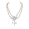 Floral drop round Pearl Necklace/ Round White/ 1 Flower