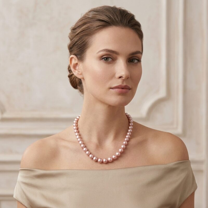 Customised Jackie Lavender Round Pearl Necklace