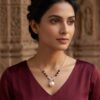 Butterfly Wings Diamond Mangalsutra with Pearl Drop/  6 beads