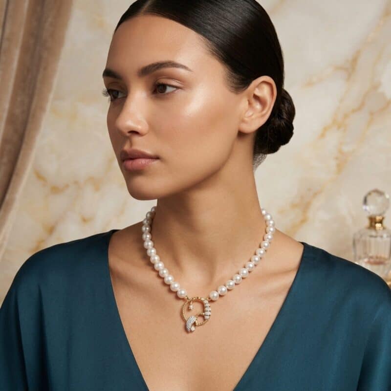 Yanki-16-17.jpg Scorpio Zodiac Oval Pearl Necklace