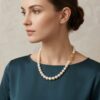 Marilyn Single  Strand Round Pearl Necklace (Bow Clasp)