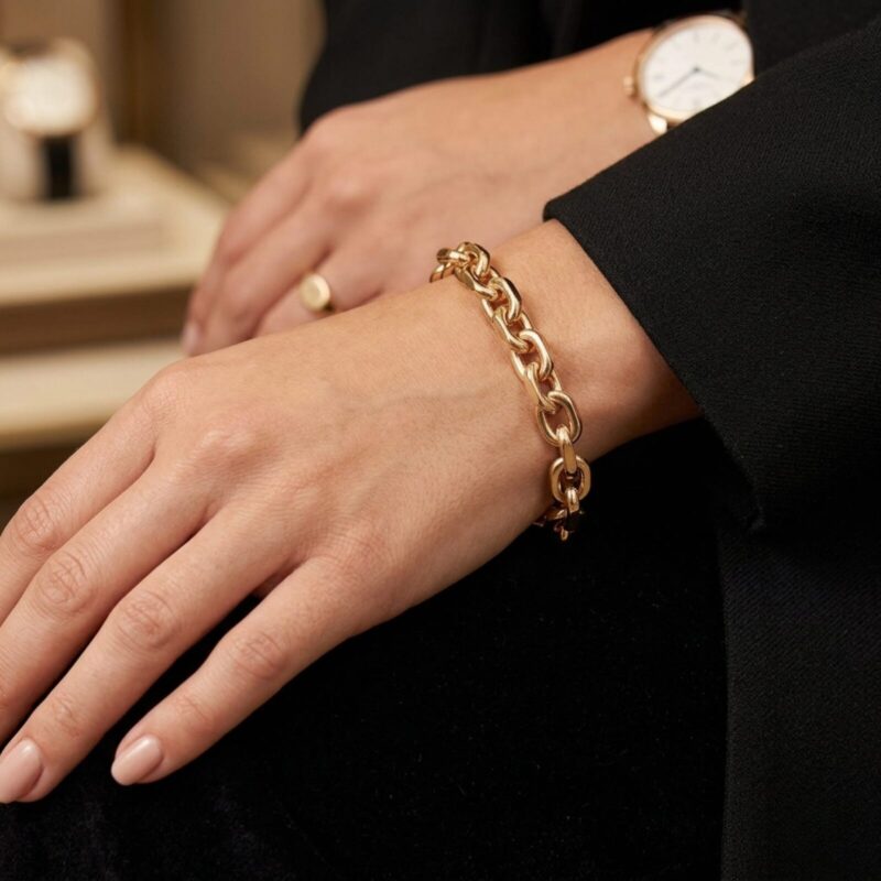 Chunky Chain Link Gold Bracelet (Flat)