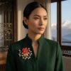 Yanki-16-3-10.jpg Mountain Beauty Laligurans Pendant/Brooch with Pearl Splash ( Red flower / Gold leaf )