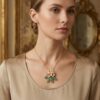 Mountain Beauty Laligurans Pendant/ Brooch  without Pearl splash (Gold Flower/ Green leaf )