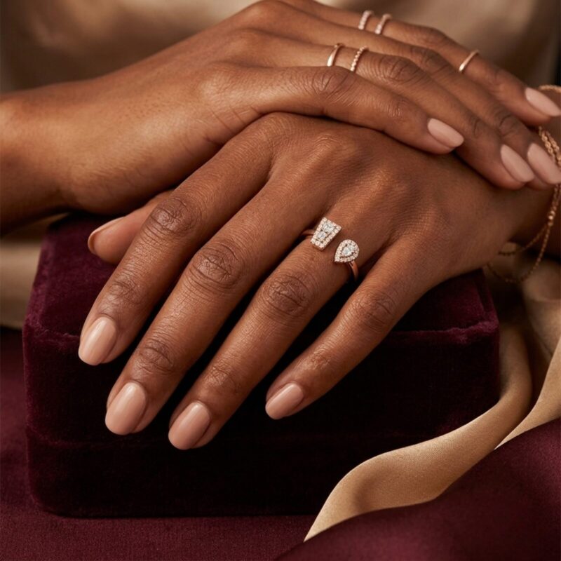 Toi Et Moi Trapezoid and Pear Diamond Ring