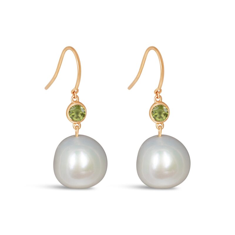 Birthstone-Peridot.jpg Birthstone Gemstone Pearl Drop Earrings